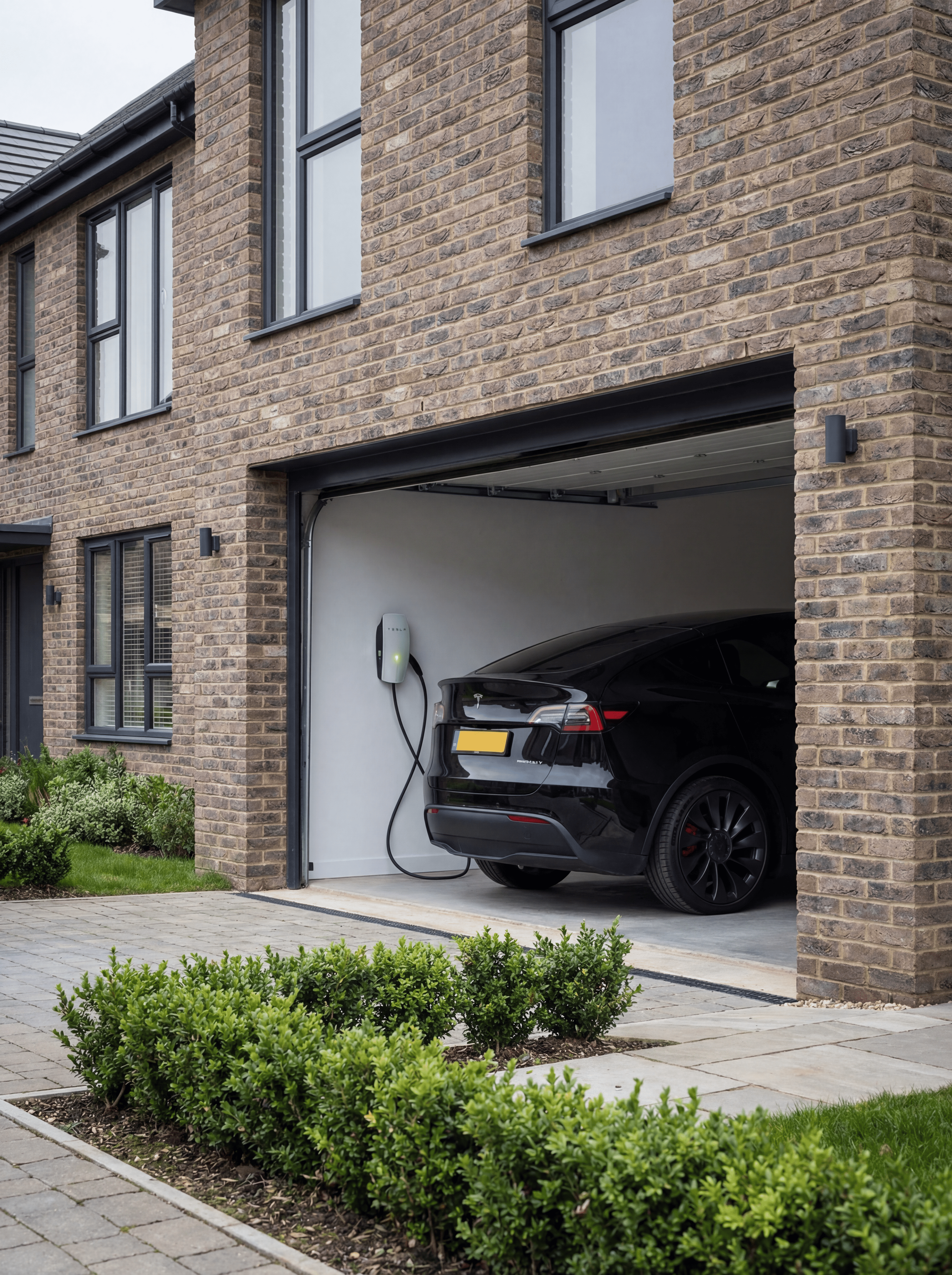 Tesla home EV charger installed in a garage in Bristol