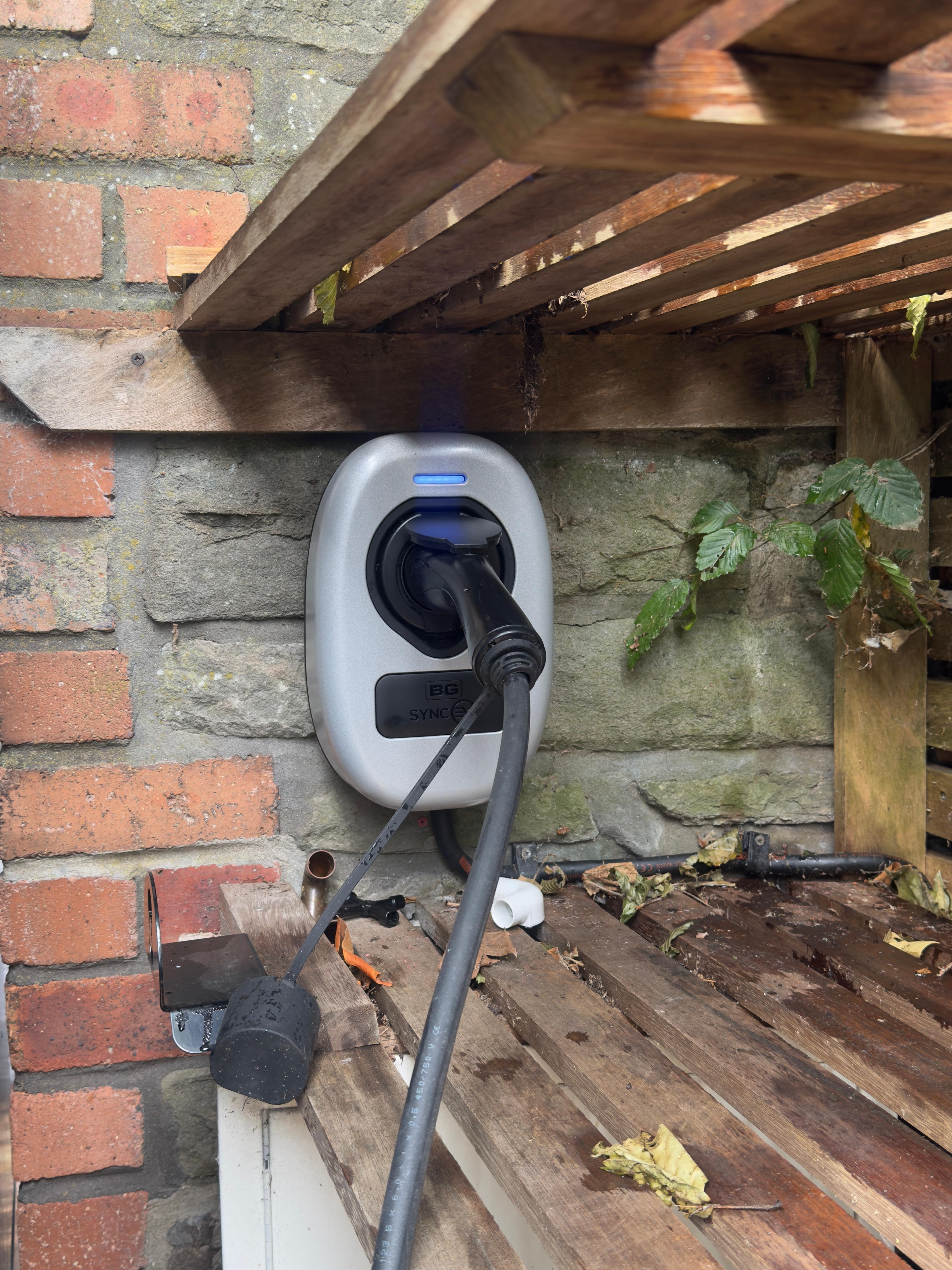EV charger installed on a brick wall in Bristol